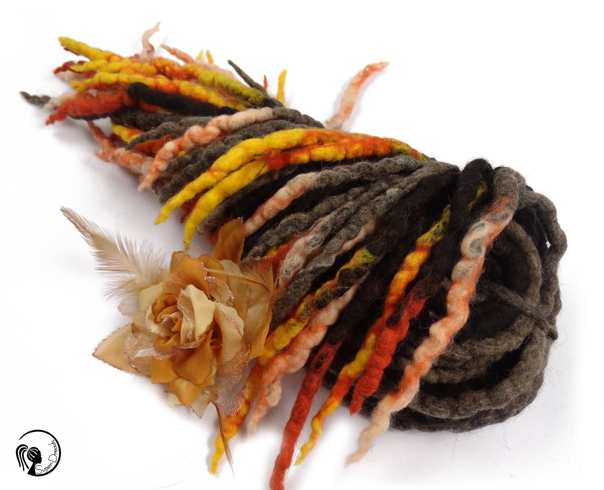 Volles Set Wolle Dreadlocks Braun Orange Ombre Wavy Dreads - Hot Volcano von Etsy - SuperDreadsArt