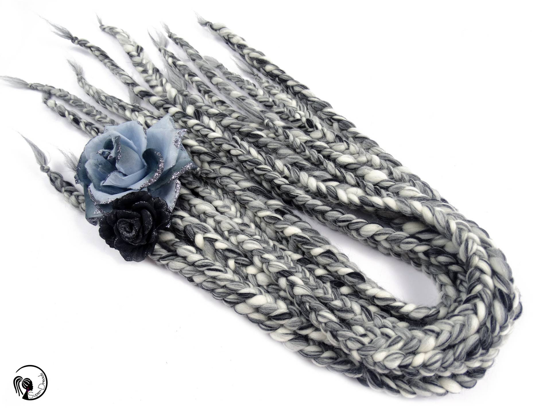 Weiß Schwarz Merino Wolle Dreadlocks Geflochtene Haarverlängerungen von Etsy - SuperDreadsArt