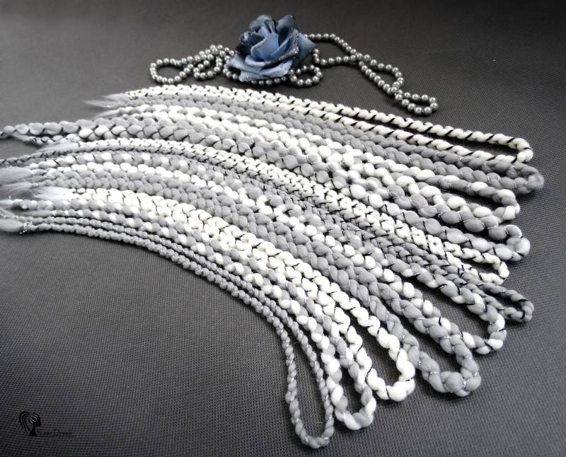 Weiß & Grau Wolle Dreadlocks Handgemachte Boho Zöpfe von Etsy - SuperDreadsArt