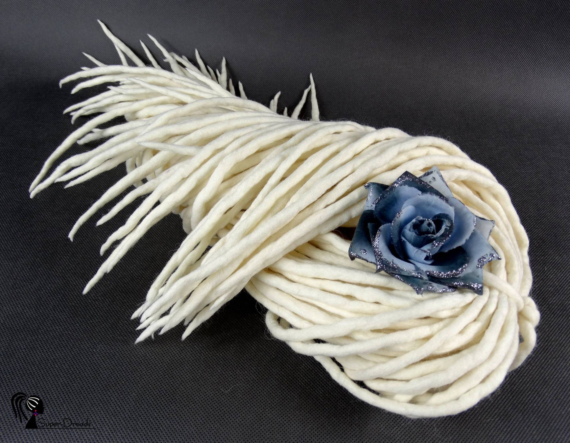 Weisse Merino Wolle Dreadlocks Erweiterungen Doppelendige Dreads Komplettes Set von Etsy - SuperDreadsArt