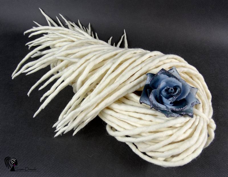 Weisse Merino Wolle Dreadlocks Erweiterungen Doppelendige Dreads Komplettes Set von Etsy - SuperDreadsArt