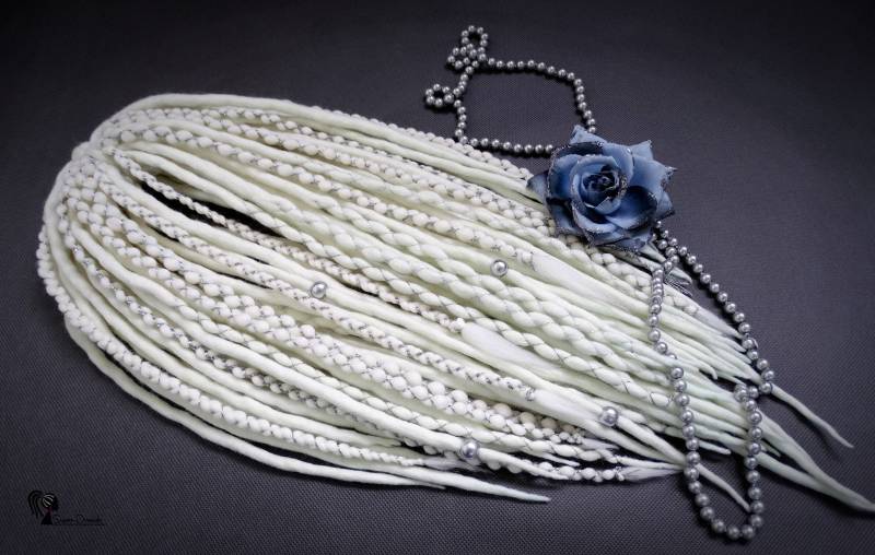Weiße Wolle Dreadlocks Erweiterungen Doppelendige Boho Zöpfe, Hochzeit Dreads von Etsy - SuperDreadsArt