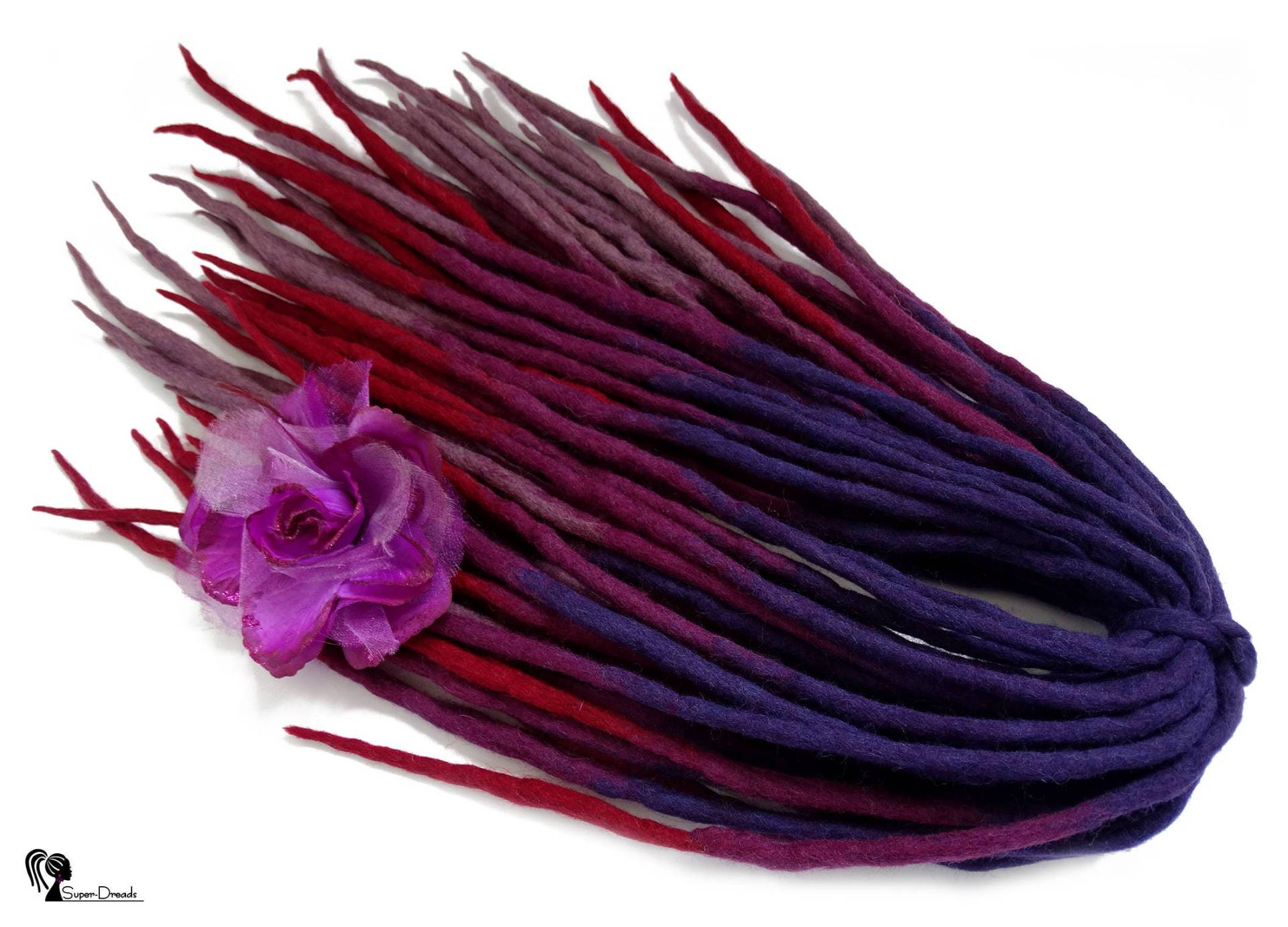 Wolle Dreadlocks Erweiterungen, Lila Burgunderfarbene Ombre Dreads, Merinowolle Doppelende Dread Falls Erweiterungen von Etsy - SuperDreadsArt
