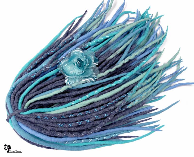 Wolle Dreadlocks Erweiterungen Boho Türkis Ombre, Doppelendig von Etsy - SuperDreadsArt