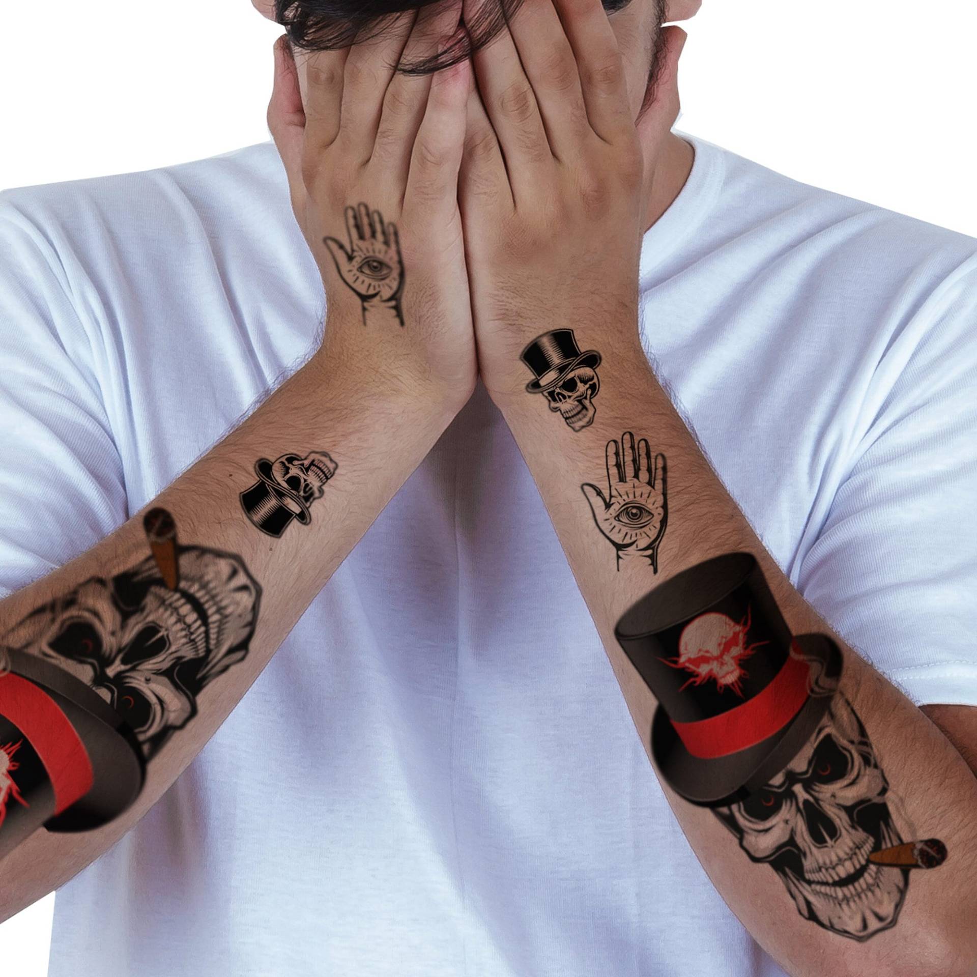 Supperb® Temporäre Tattoos - Halloween Tattoo Magier Totenkopf Arm | 2Er Set von Etsy - SupperbTattoos