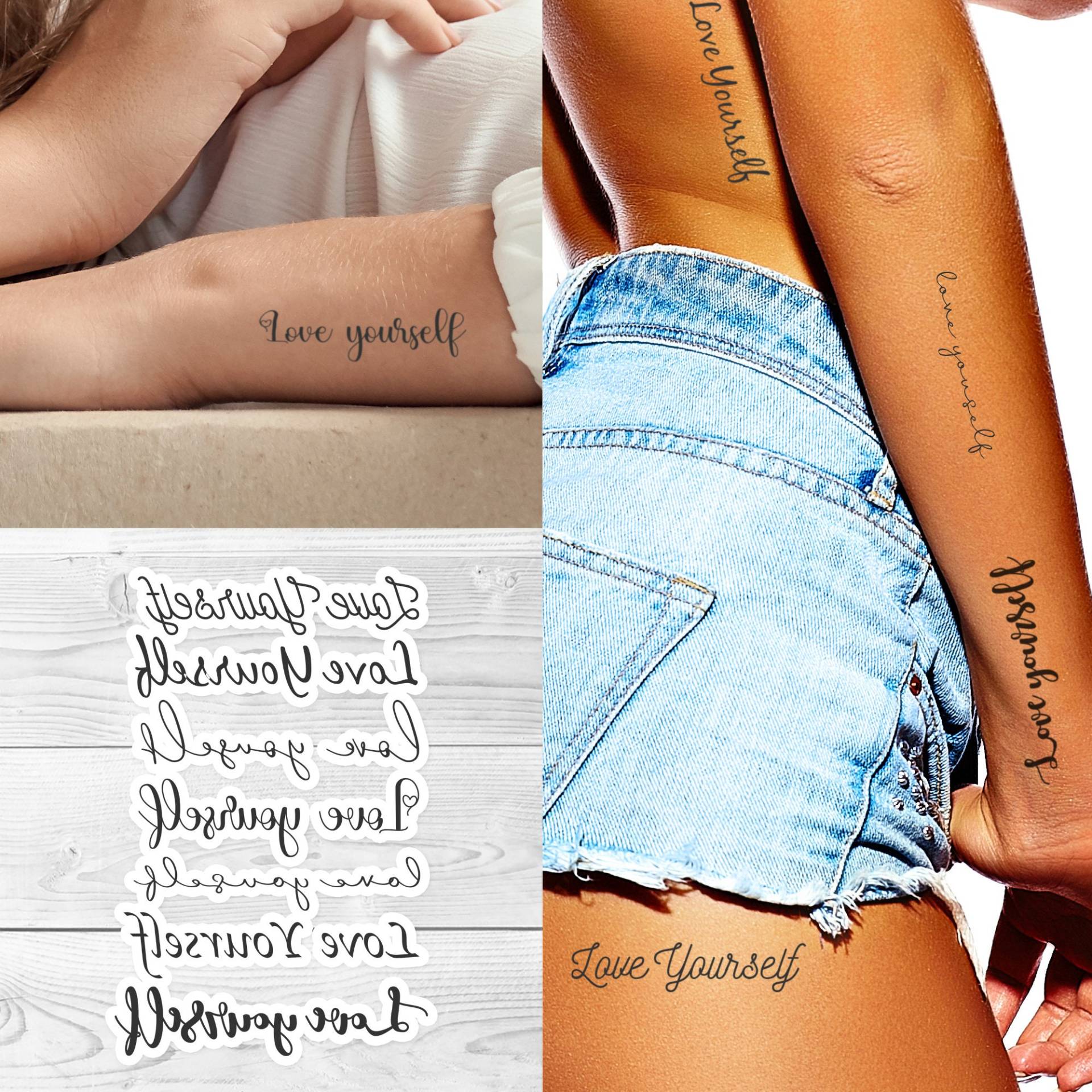 Supperb® Zitat Temporäre Tattoos 7 Liebe Dich Selbst Handschrift Typografie Empowering Tattoo Temporäre | 7Er Set von Etsy - SupperbTattoos