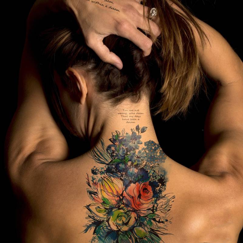 Supperb Große Temporäre Tattoos - Aquarell Blauer Blumenstrauß Von Sommertraum Supperb Große Temporäre Tattoos - Aquarell Blauer Blumenstrauß Von Sommertraum von Etsy - SupperbTattoos