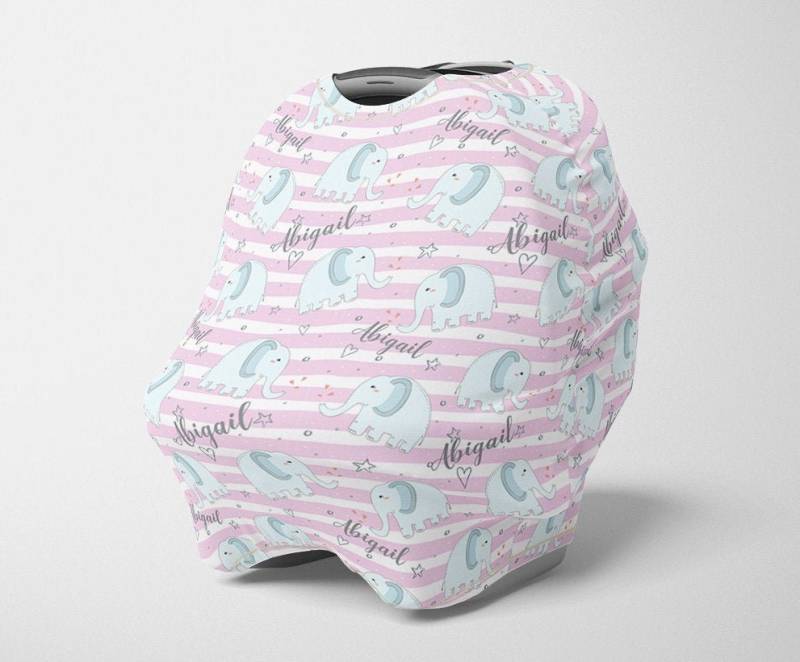 Personalisierter Autositz Baldachin, Elefant Dehnbarer Autositzbezug, Blumen 4 in 1 Abdeckung, Mädchen Pflegebezug von Etsy - SweetBabyDays