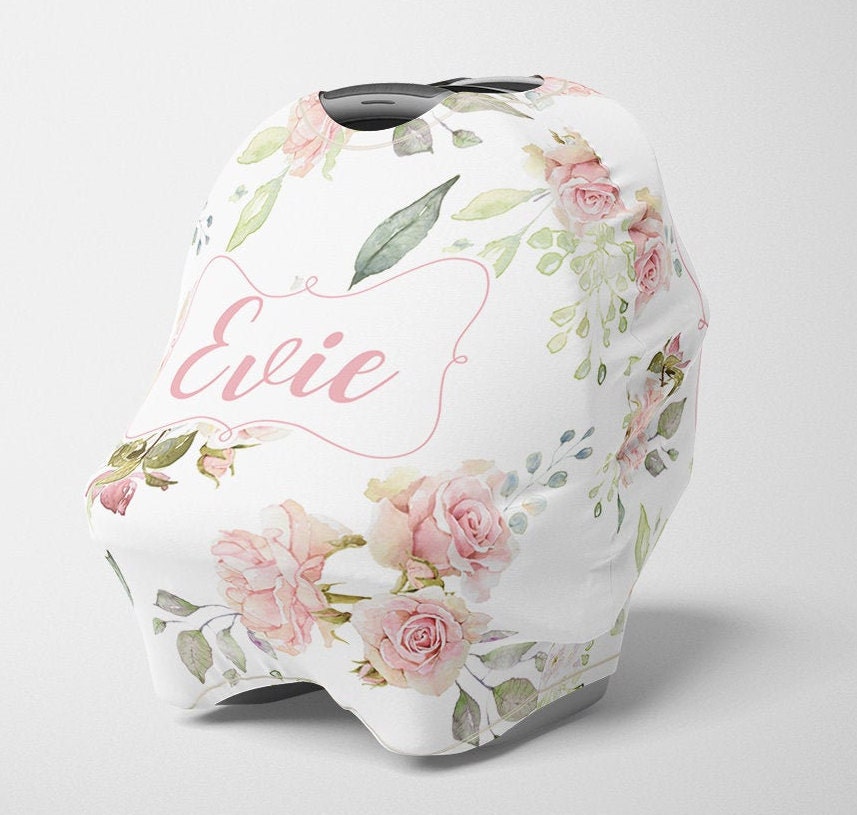 Personalisierter Autositz Baldachin, Mädchen Dehnbarer Autositzbezug, Blumen 4 in 1 Abdeckung, Pflegebezug von Etsy - SweetBabyDays
