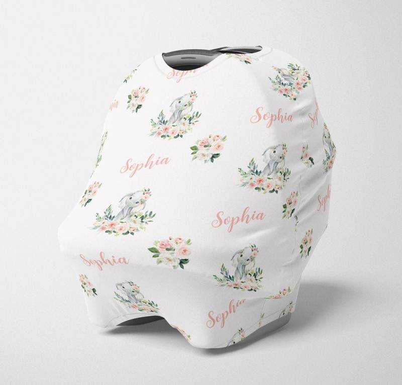 Personalisierter Autositz Baldachin, Mädchen Dehnbarer Autositzbezug, Blumen 4 in 1 Abdeckung, Pflegebezug von Etsy - SweetBabyDays