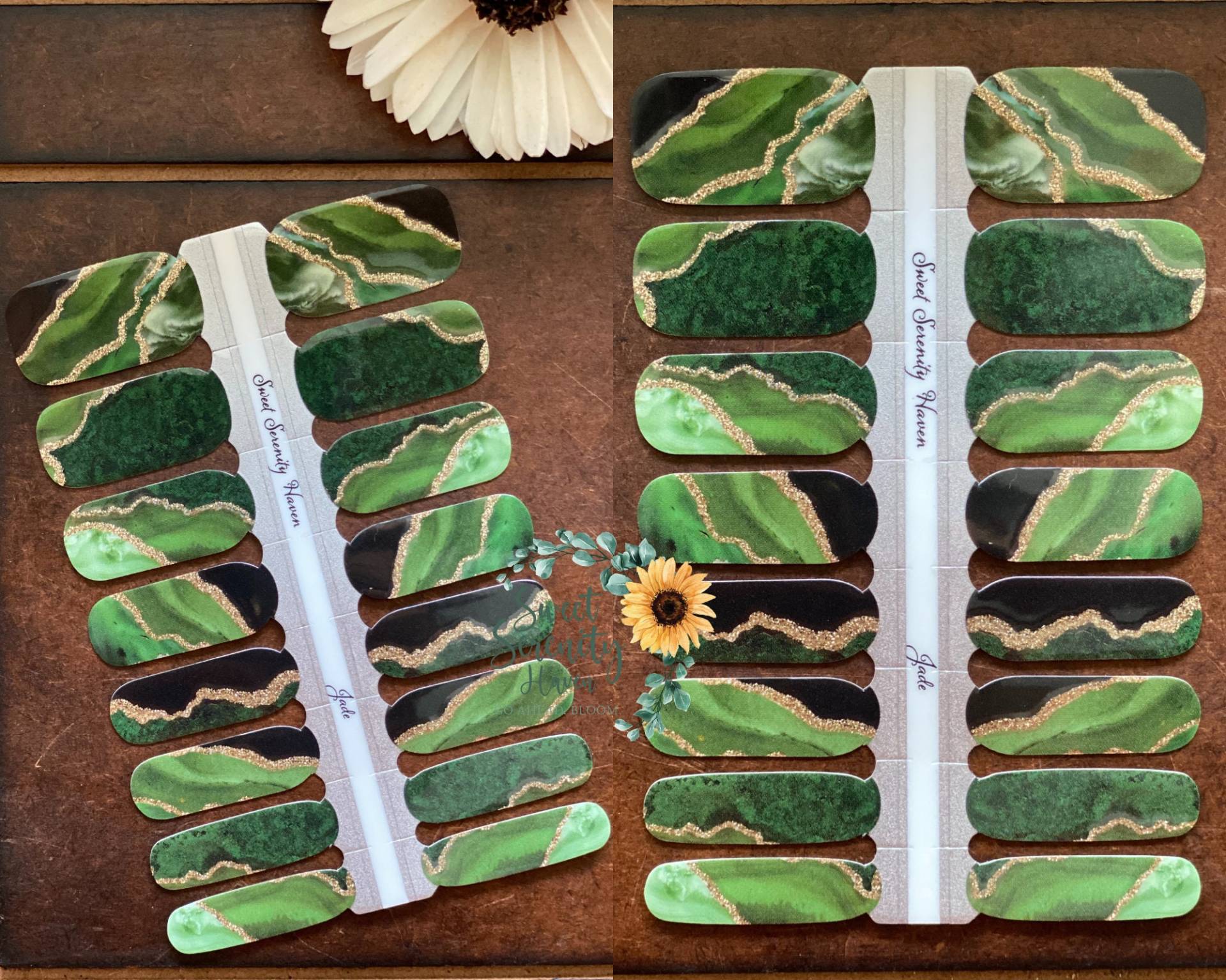 Jade Nagellack Wraps; Grüne Nagelstreifen; Glitzer-Akzente; Abstrakte Achat Bordage Nail Art Jade Nagellack Wraps; Grüne Nagelstreifen; Glitzer-Akzente; Abstrakte Achat Bordage Nail Art von Etsy - SweetSerenityHaven