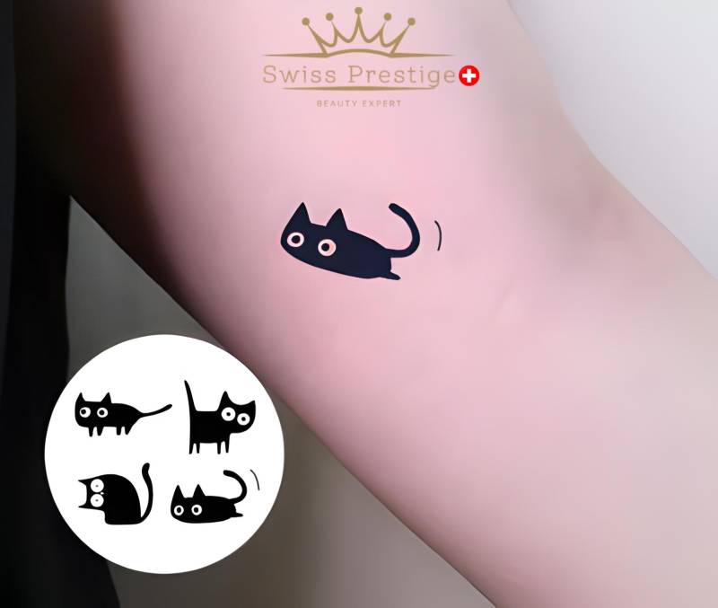 Süße Katzen Temporäre Tattoos - Glitzereffekt Wasserfest, Hautverträglich, Einfach Anzubringen Hält Bis Zu 3-10 Tage von Etsy - SwissPrestige