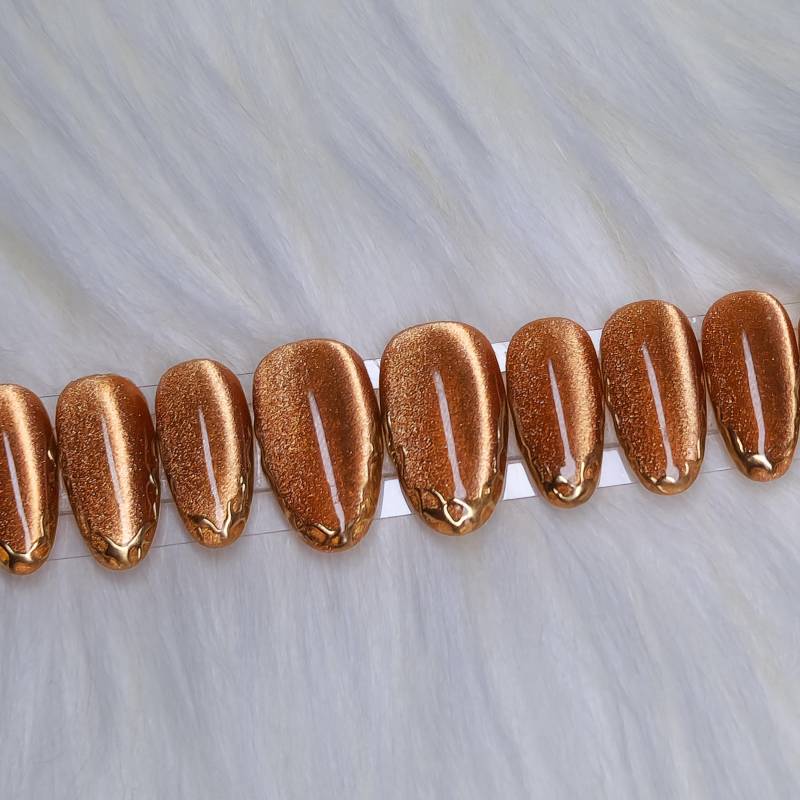 Amber Cat Eye Press On Nails, Orange, Gold Amber Cat Eye Press On Nails, Orange, Gold von Etsy - SymbelNails