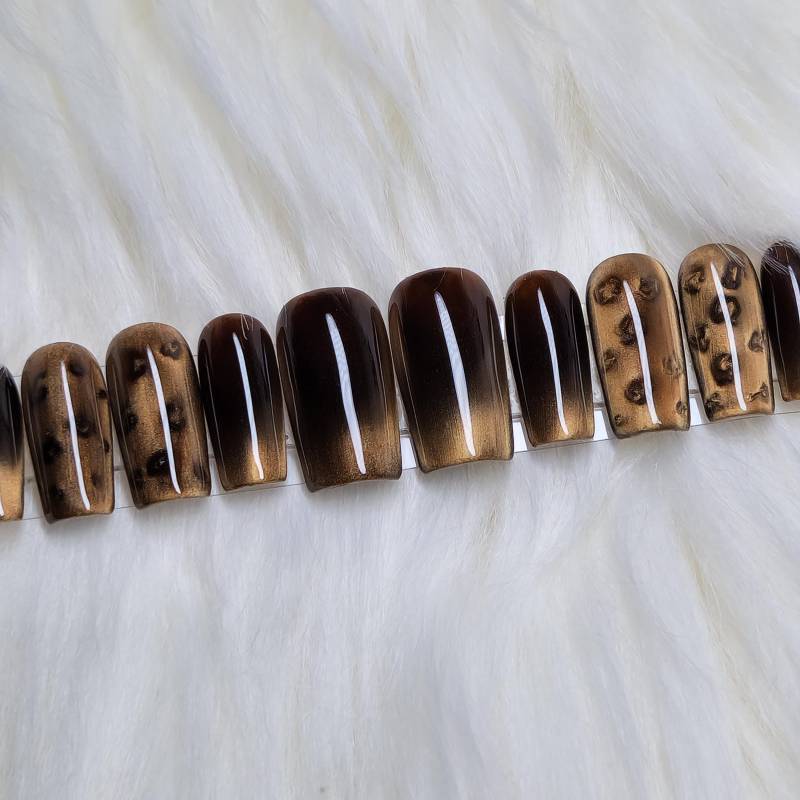 Viral Dark Brown Leopard Cat Eye Press On Nails Viral Dark Brown Leopard Cat Eye Press On Nails von Etsy - SymbelNails