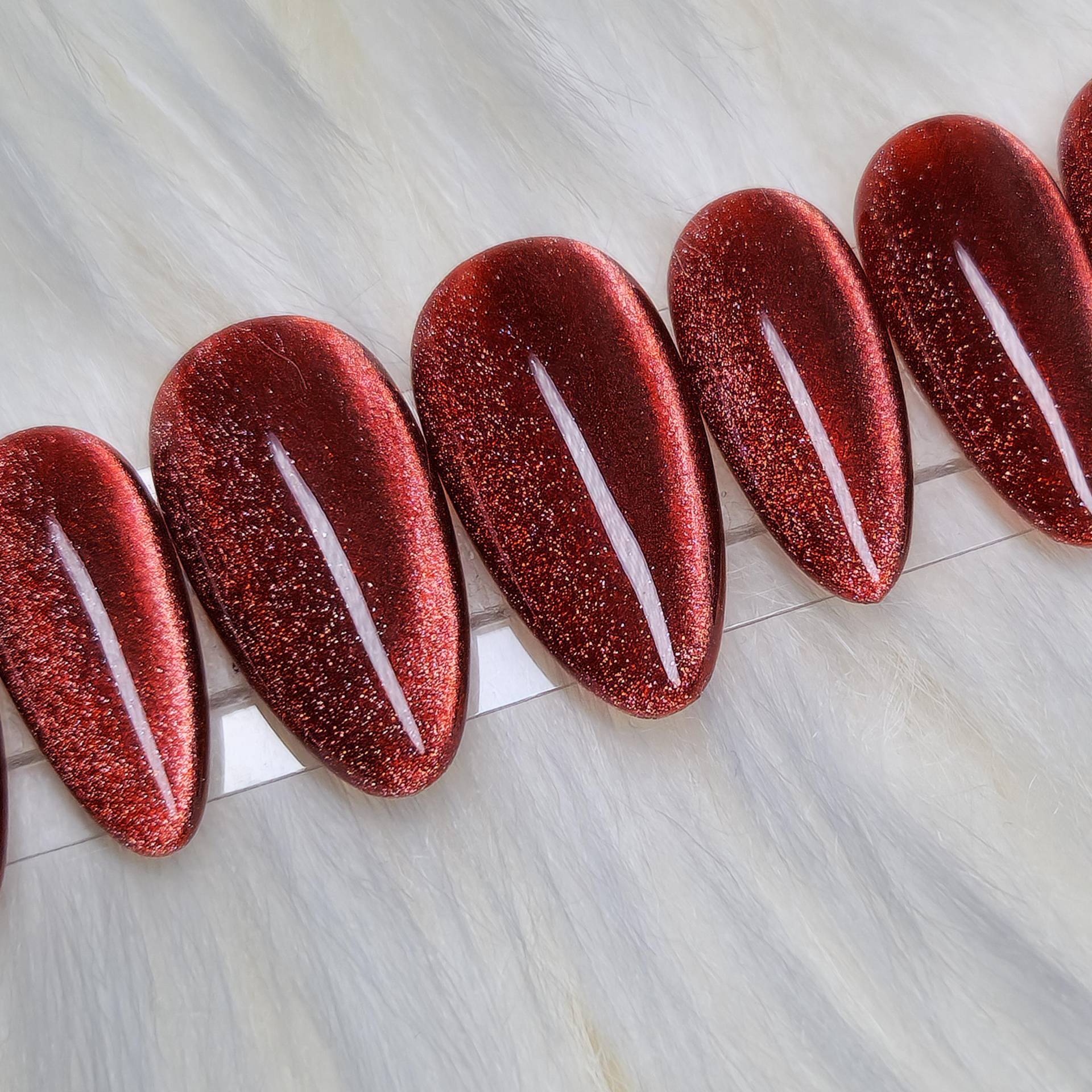 Festive Press On Nails, Rot, Cat Eye, Weihnachten von Etsy - SymbelNails