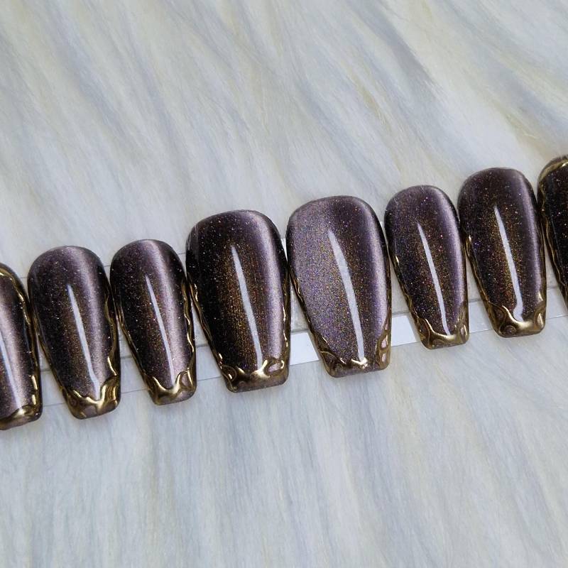 Mystic Cat Eye Press On Nails, Brown, Gold Mystic Cat Eye Press On Nails, Brown, Gold von Etsy - SymbelNails