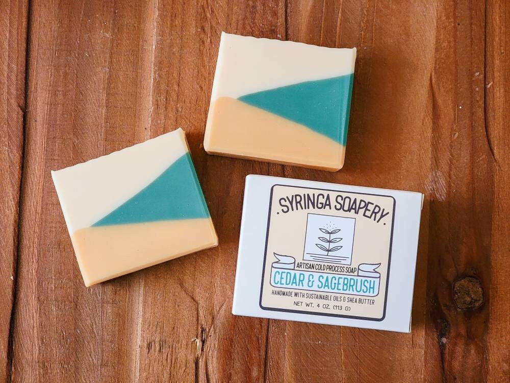Cedar & Sagebrush Artisan Bar Seife, Handgefertigte Vegane Seife Aus Kaltem Prozess von Etsy - SyringaSoapery
