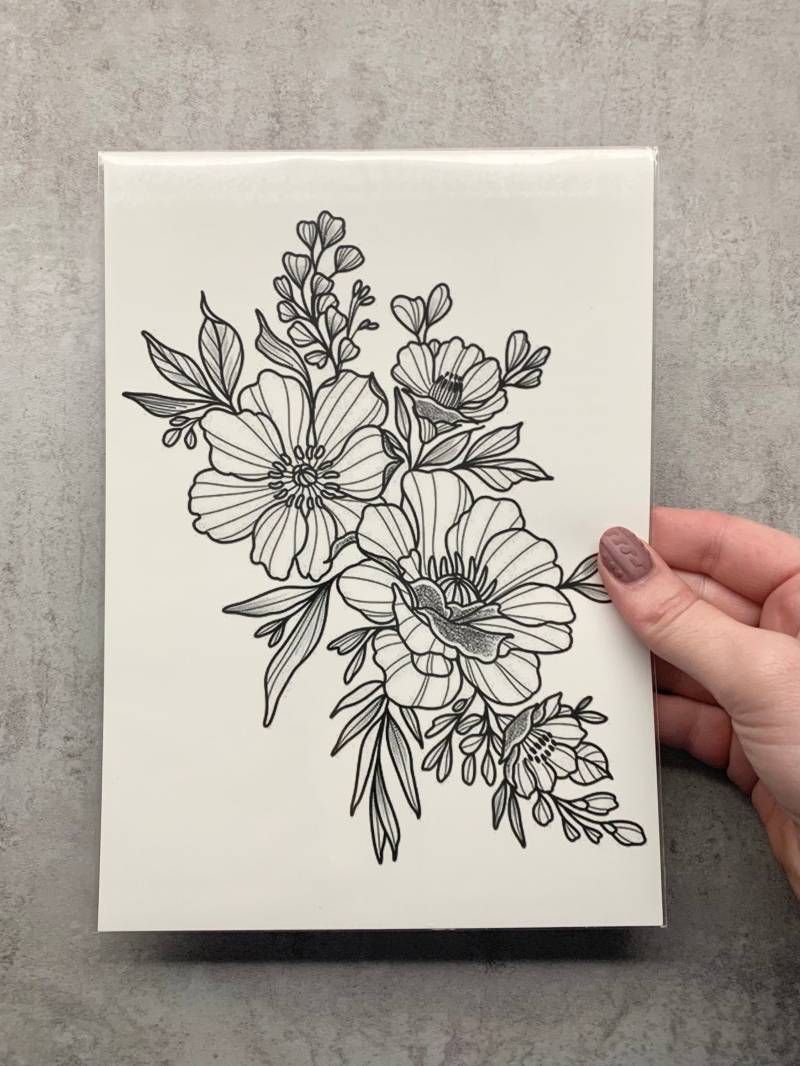 Großes/Riesiges Blumentattoo - Temporäres Tattoo von Etsy - TATTOODAY