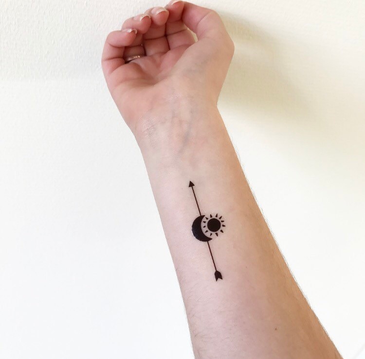 Pfeil Sonne Mond | 2Er-Set - Temporäres Tattoo Pfeil Sonne Mond | 2Er-Set - Temporäres Tattoo von Etsy - TATTOODAY
