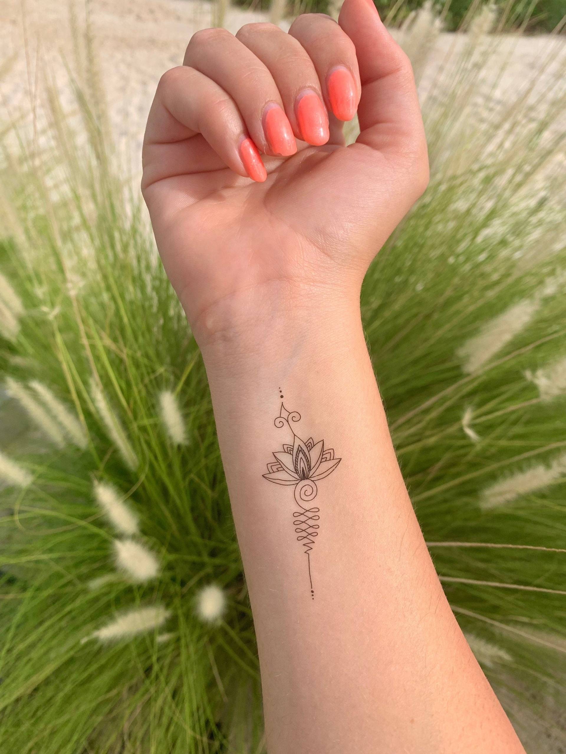 Unalome Lotus Art | 2Er-Set - Temporäres Tattoo Unalome Lotus Art | 2Er-Set - Temporäres Tattoo von Etsy - TATTOODAY