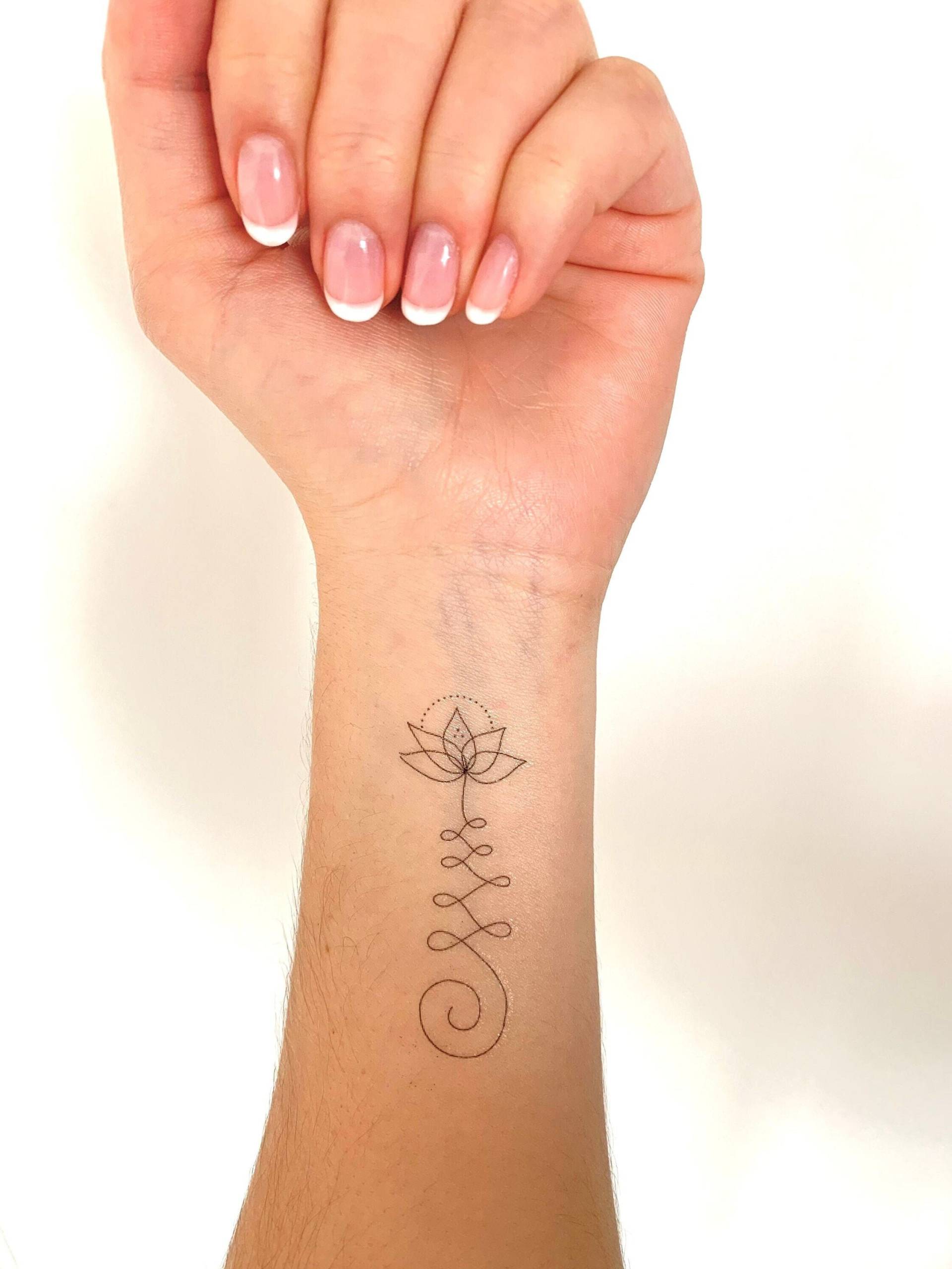 Unalome Lotus Swirl 2.0 | 2Er-Set - Temporäres Tattoo Unalome Lotus Swirl 2.0 | 2Er-Set - Temporäres Tattoo von Etsy - TATTOODAY