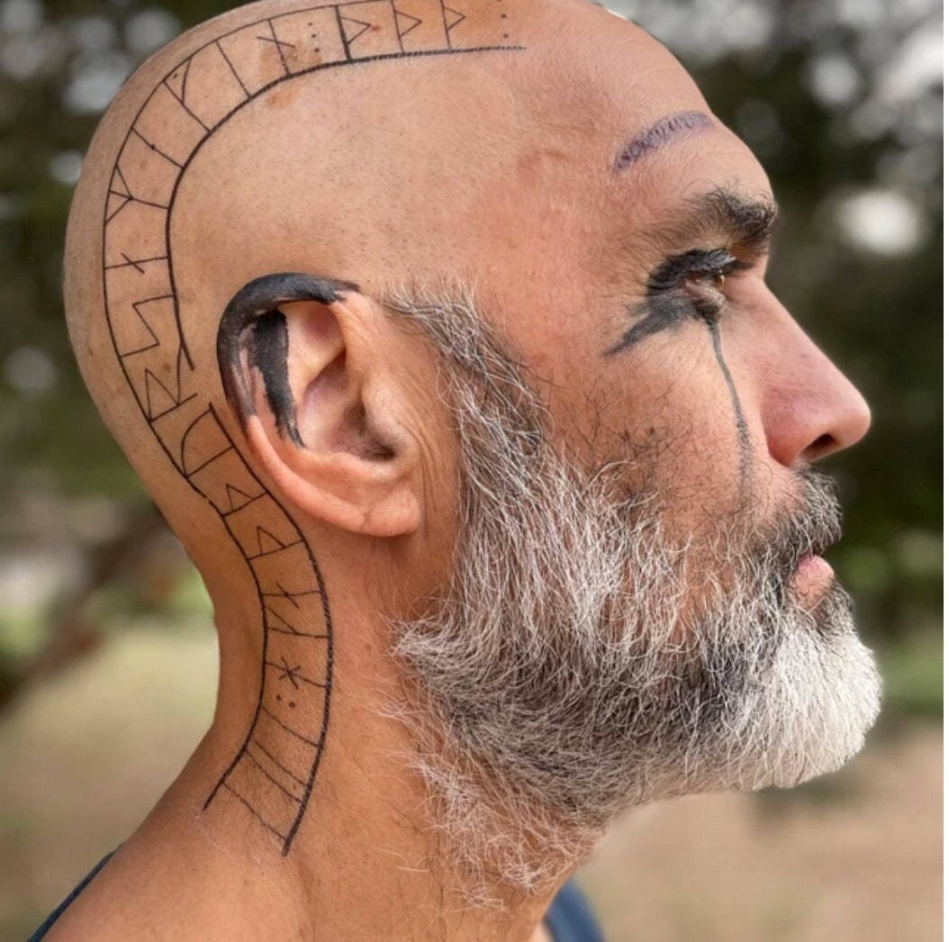 Floki Kopf Tattoo Wikinger Für Cosplay. Enthält Beide Seiten Des Kopfes von Etsy - TATTOOSBYFRENZYFLARE