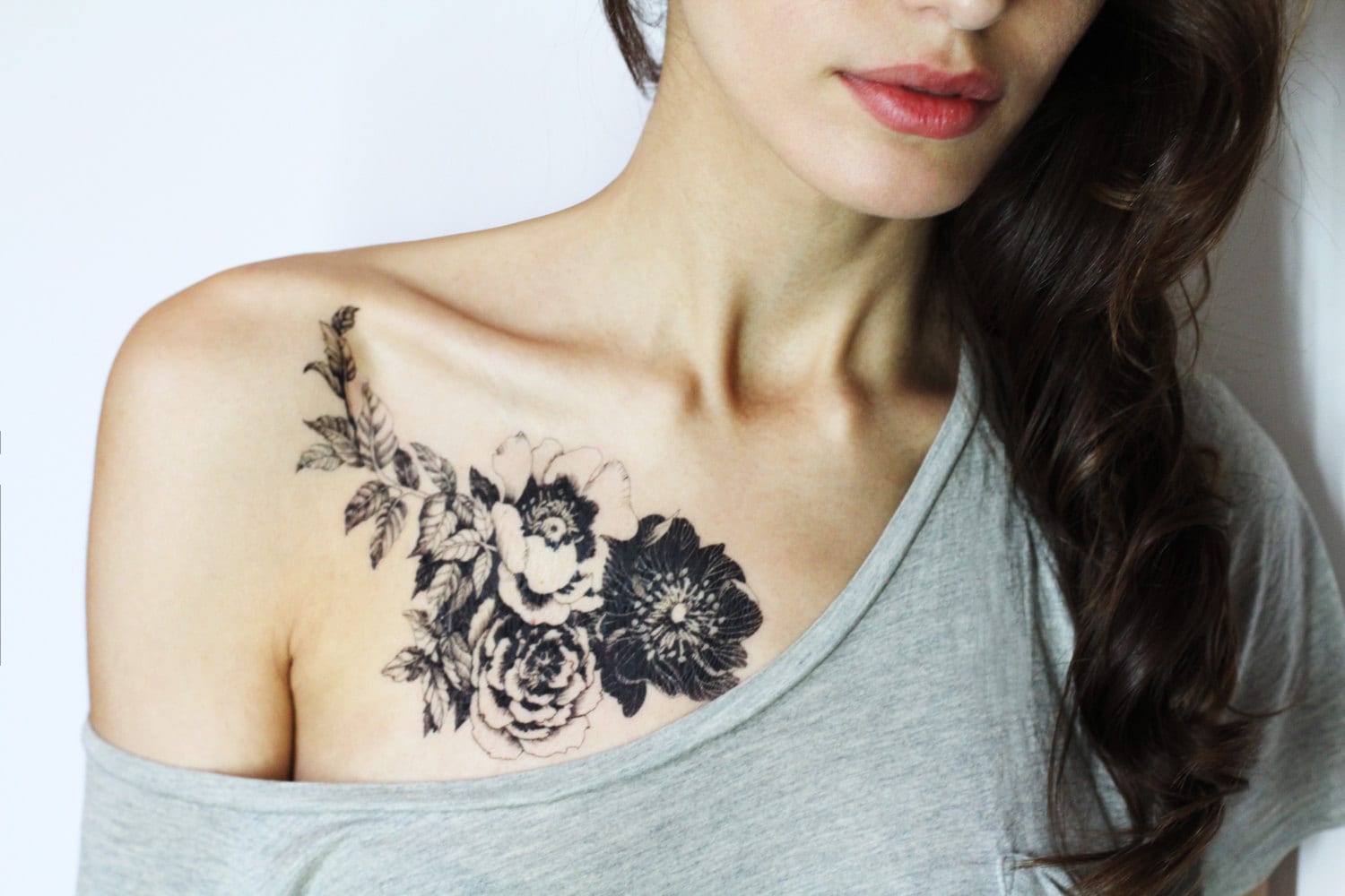 Florales Temporäres Tattoo. Rosen Und Pfingstrosen Tattoo von Etsy - TATTOOSBYFRENZYFLARE