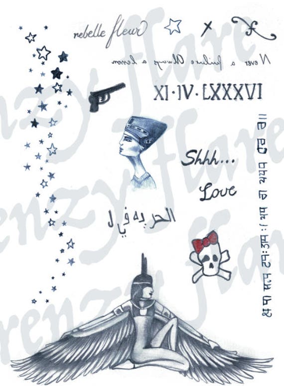 Rihanna Inspiriert Temporäre Tattoos Für Cosplay von Etsy - TATTOOSBYFRENZYFLARE