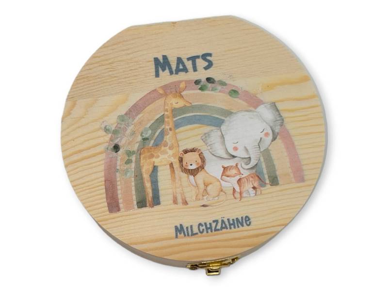 Milchzahndose Personalisiert "Regenbogen Tiere"/Milchzahnbox Aus Holz von Etsy - TENII