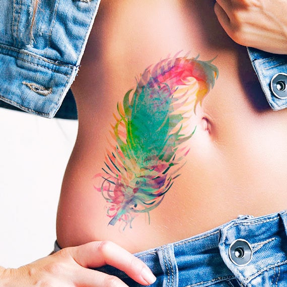 Feder Aquarell - Temporäres Tattoo Feder Aquarell - Temporäres Tattoo von Etsy - TTTattoodotcom