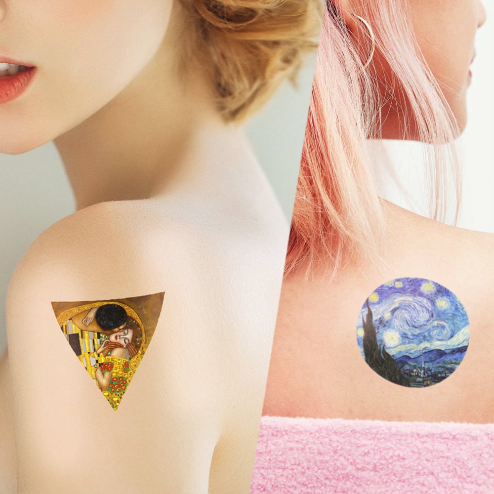 Kunsttätowierung - Sternennacht/Der Kuss Temporäres Tattoo | 2Er Set von Etsy - TTTattoodotcom