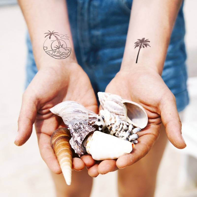 Palme - Malibu Sonnenuntergang Temporäres Tattoo | 2Er Set Palme - Malibu Sonnenuntergang Temporäres Tattoo | 2Er Set von Etsy - TTTattoodotcom