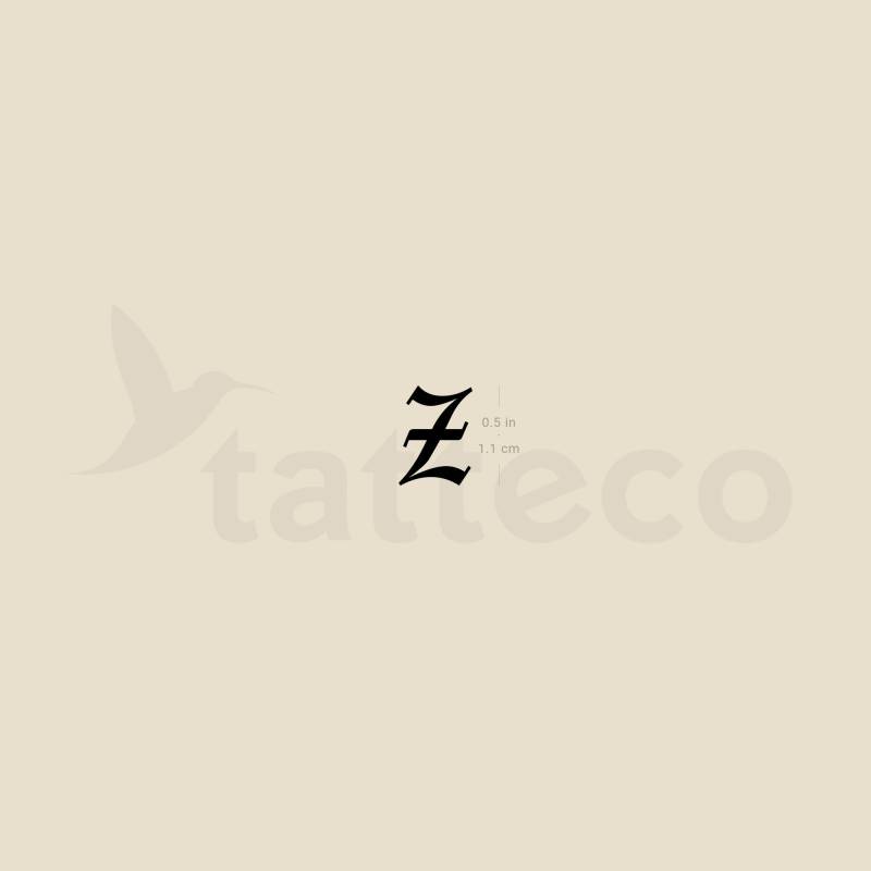 Gothic Z Buchstabe Temporäres Tattoo | 3Er Set von Etsy - Tatteco