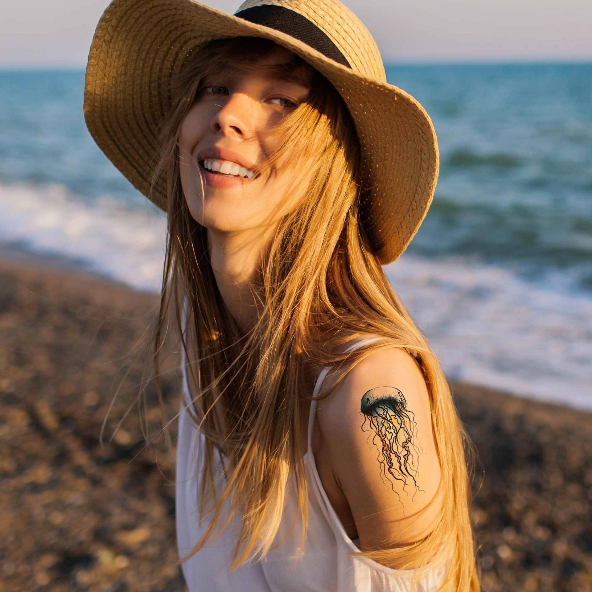 Buntes Quallen Temporäres Tattoo Für Männer Und Frauen, Exklusives Handgezeichnetes Buntes Buntes Quallen Temporäres Tattoo Für Männer Und Frauen, Exklusives Handgezeichnetes Buntes von Etsy - TattooYourStyle