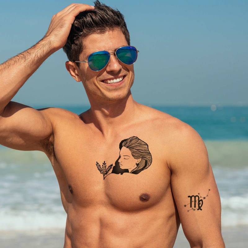 Jungfrau Sternzeichen Temporäres Tattoo, Temporäres Zeichen Frauen Männer Tattoo von Etsy - TattooYourStyle