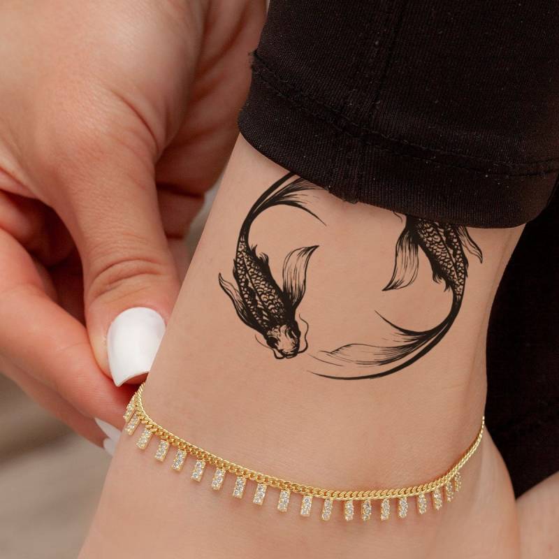 Koi Fisch Temporäres Tattoo Für Männer Und Frauen, Exklusives Handgezeichnetes von Etsy - TattooYourStyle