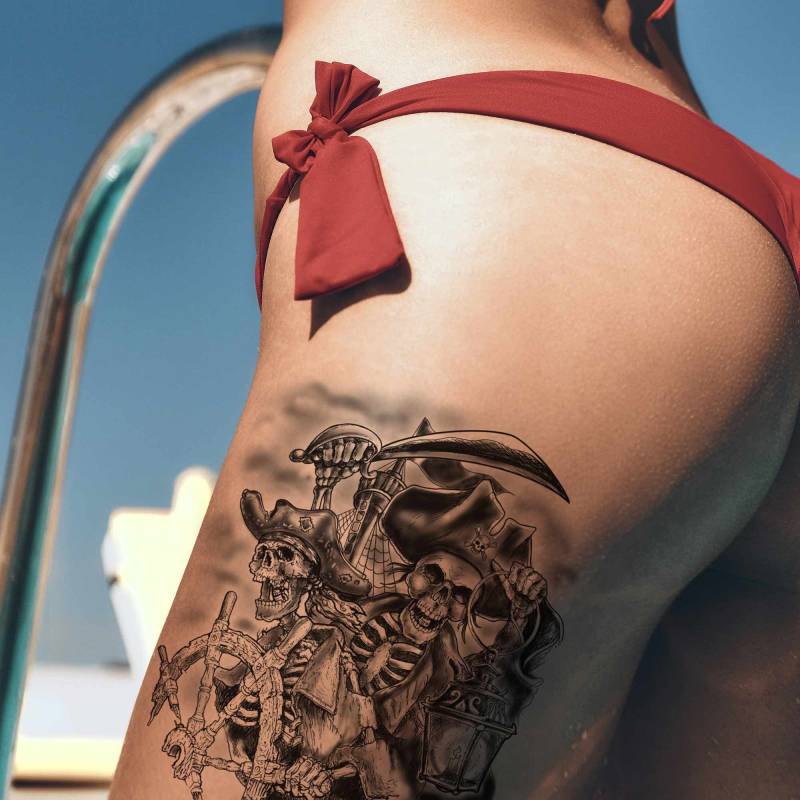 Piraten Temporäres Tattoo, Fake Herren Damen Großes Tattoo von Etsy - TattooYourStyle