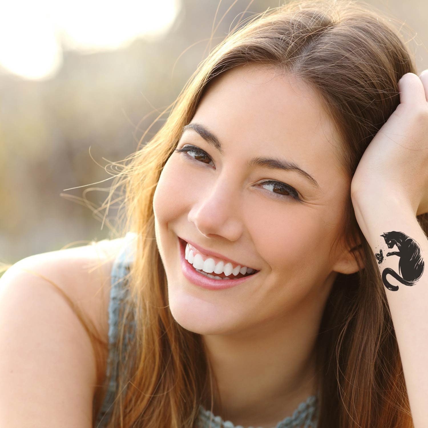 Temporäres Tattoo Mit Katze Und Schmetterling Für Frauen, Exklusives Handgezeichnetes Temporäres Temporäres Tattoo Mit Katze Und Schmetterling Für Frauen, Exklusives Handgezeichnetes Temporäres von Etsy - TattooYourStyle