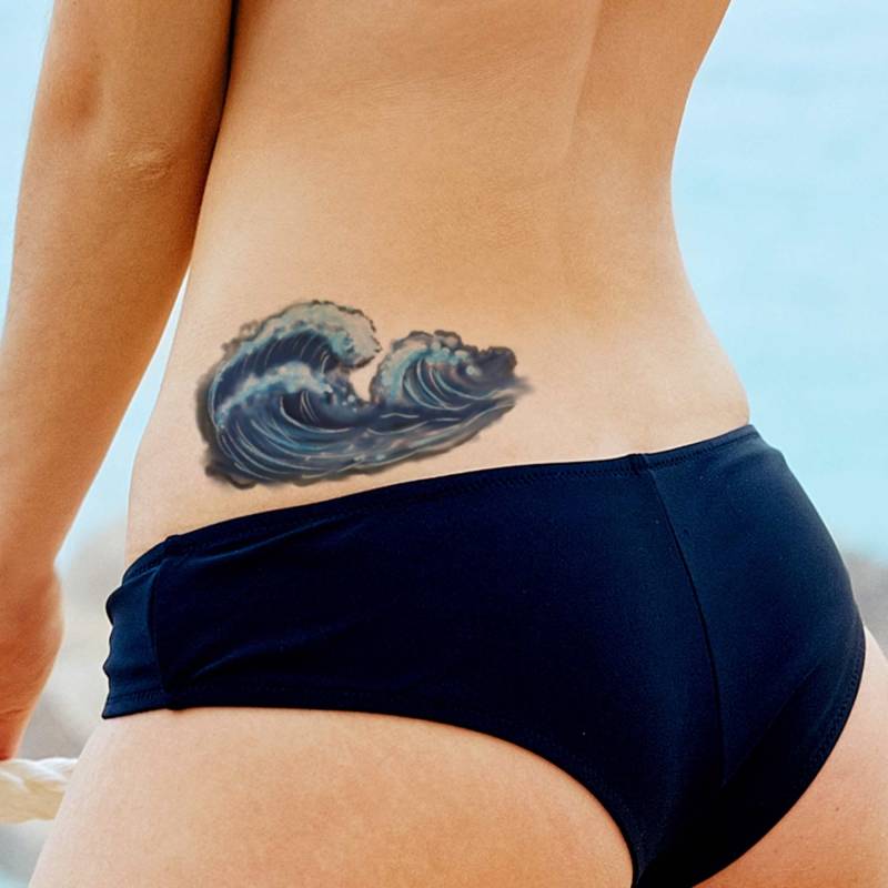 Temporäres Wellen-Tattoo Für Frauen Und Männer, Exklusives Handgezeichnetes Temporäres von Etsy - TattooYourStyle