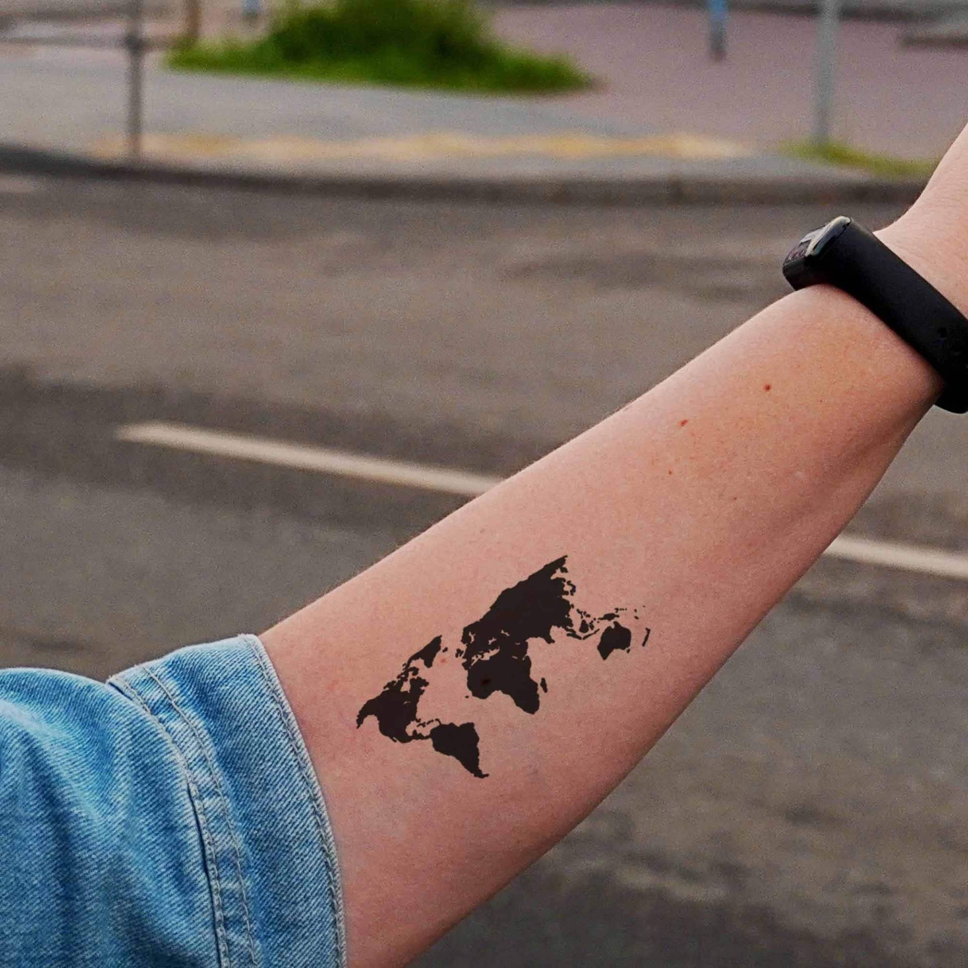 Weltkarte Temporäres Tattoo Für Frauen Und Männer, Exklusives Handgezeichnetes Weltkarte Temporäres Tattoo Für Frauen Und Männer, Exklusives Handgezeichnetes von Etsy - TattooYourStyle