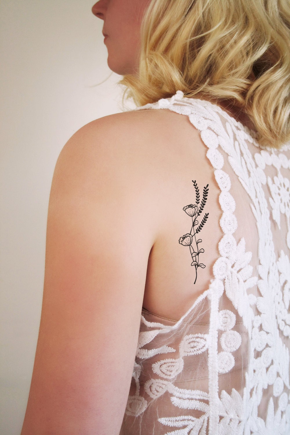 Blumen Temporäres Tattoo | Florales Boho Schmuck Zweig Geschenk Blumenzweig von Etsy - Tattoorary