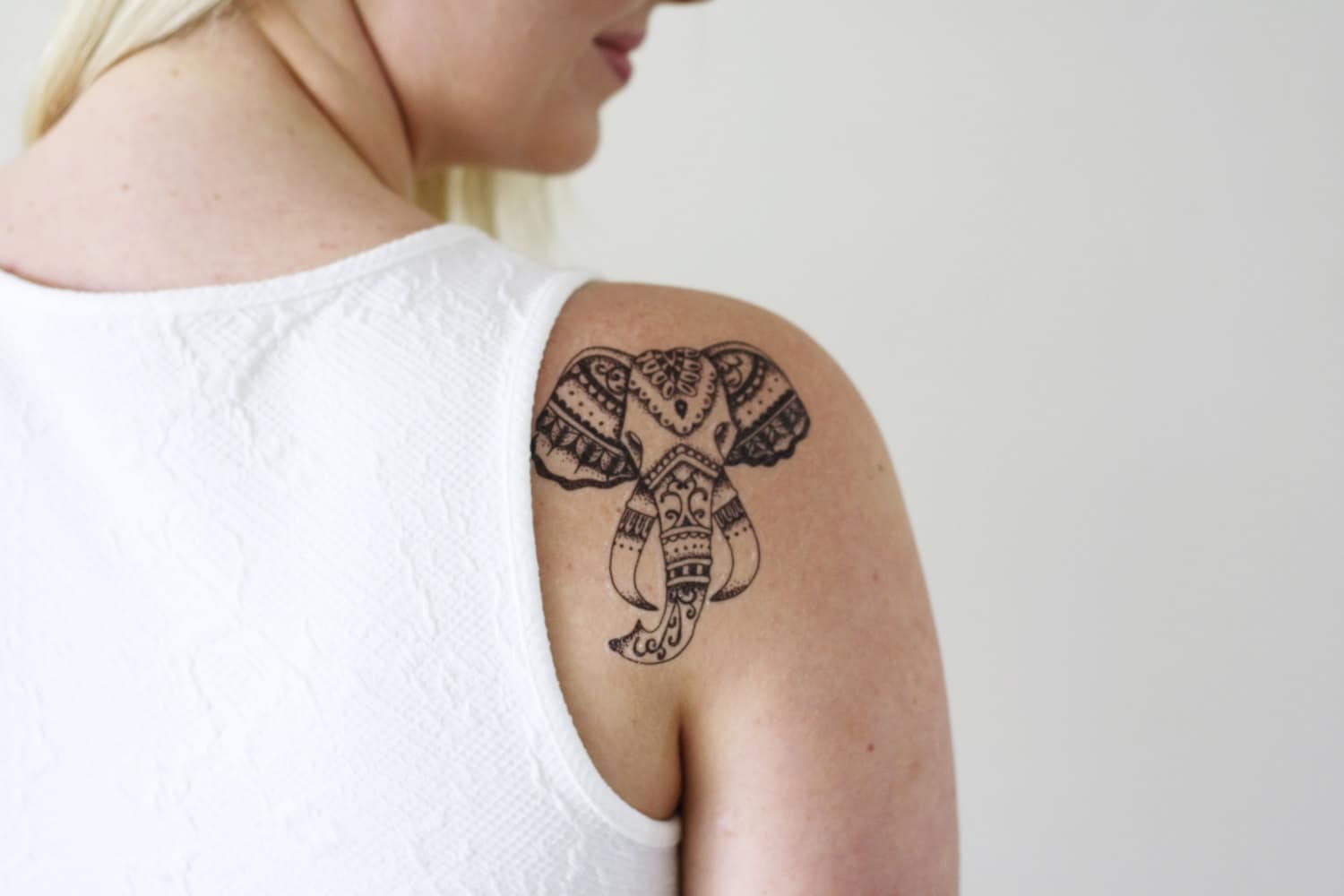 Elefant Temporäres Tattoo | Kopf Boho Accessoire Geschenkidee Boho Geschenk von Etsy - Tattoorary