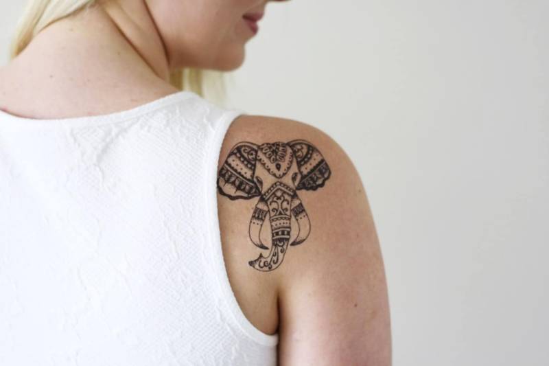 Elefant Temporäres Tattoo | Kopf Boho Accessoire Geschenkidee Boho Geschenk von Etsy - Tattoorary