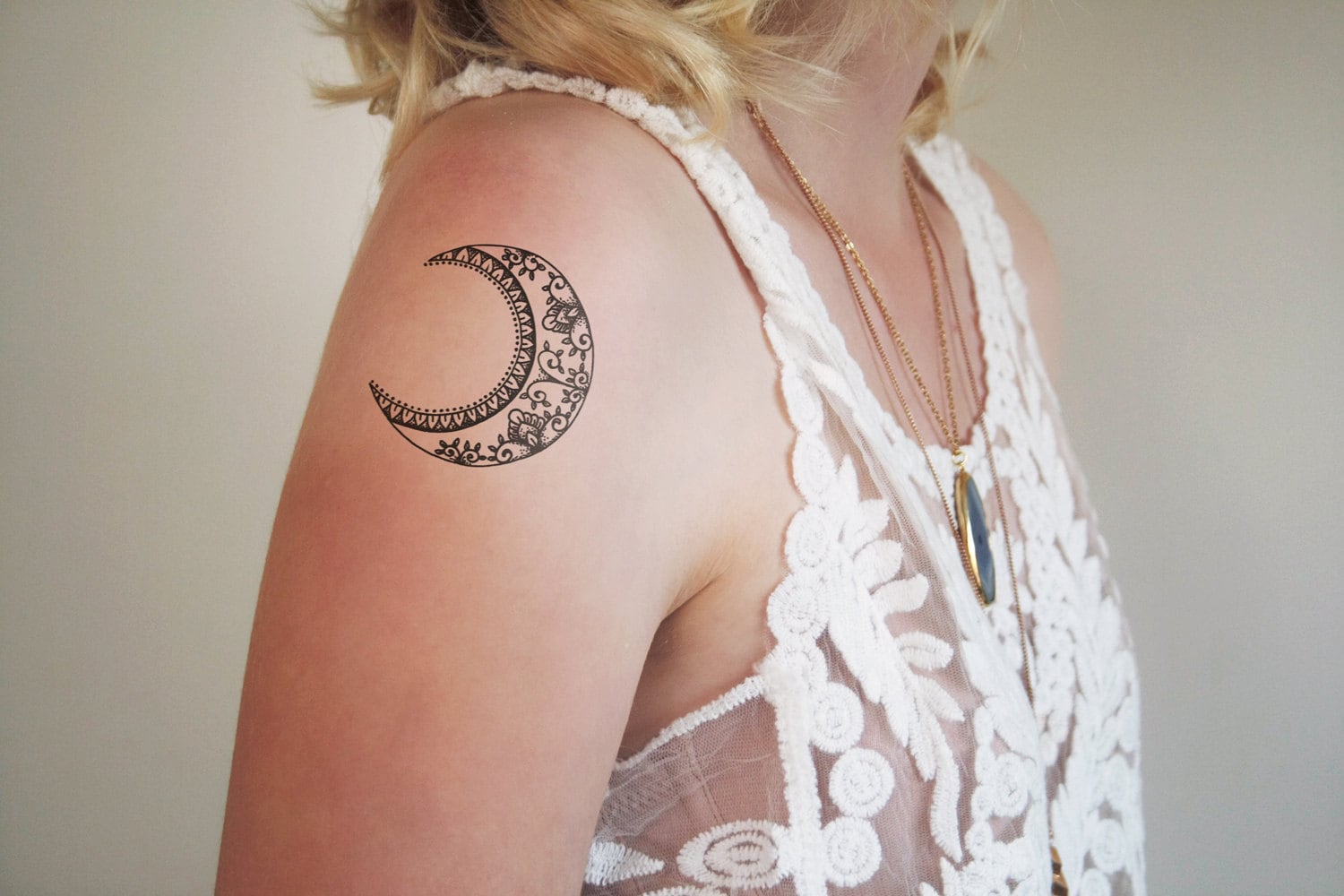 Mond Temporäres Tattoo | Zunehmender Schmuck Boho Geschenk Fest von Etsy - Tattoorary