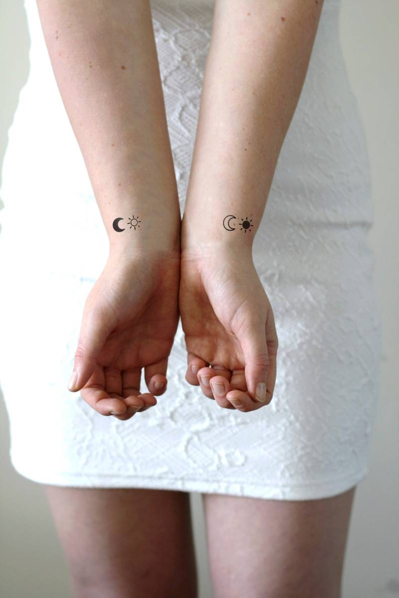 Paar Tattoo Mit Sonne Und Mond | Freundschaft Beste Freundin Besten Freund Geschenk Festival von Etsy - Tattoorary