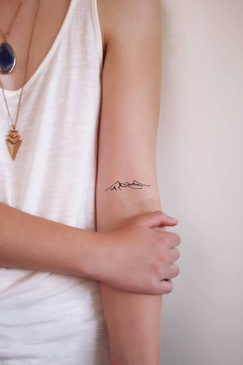 Set Aus Zwei Berg Temporäre Tattoos | Tattoo Kleines Temporäres Festival Boho Reise Geschenk von Etsy - Tattoorary