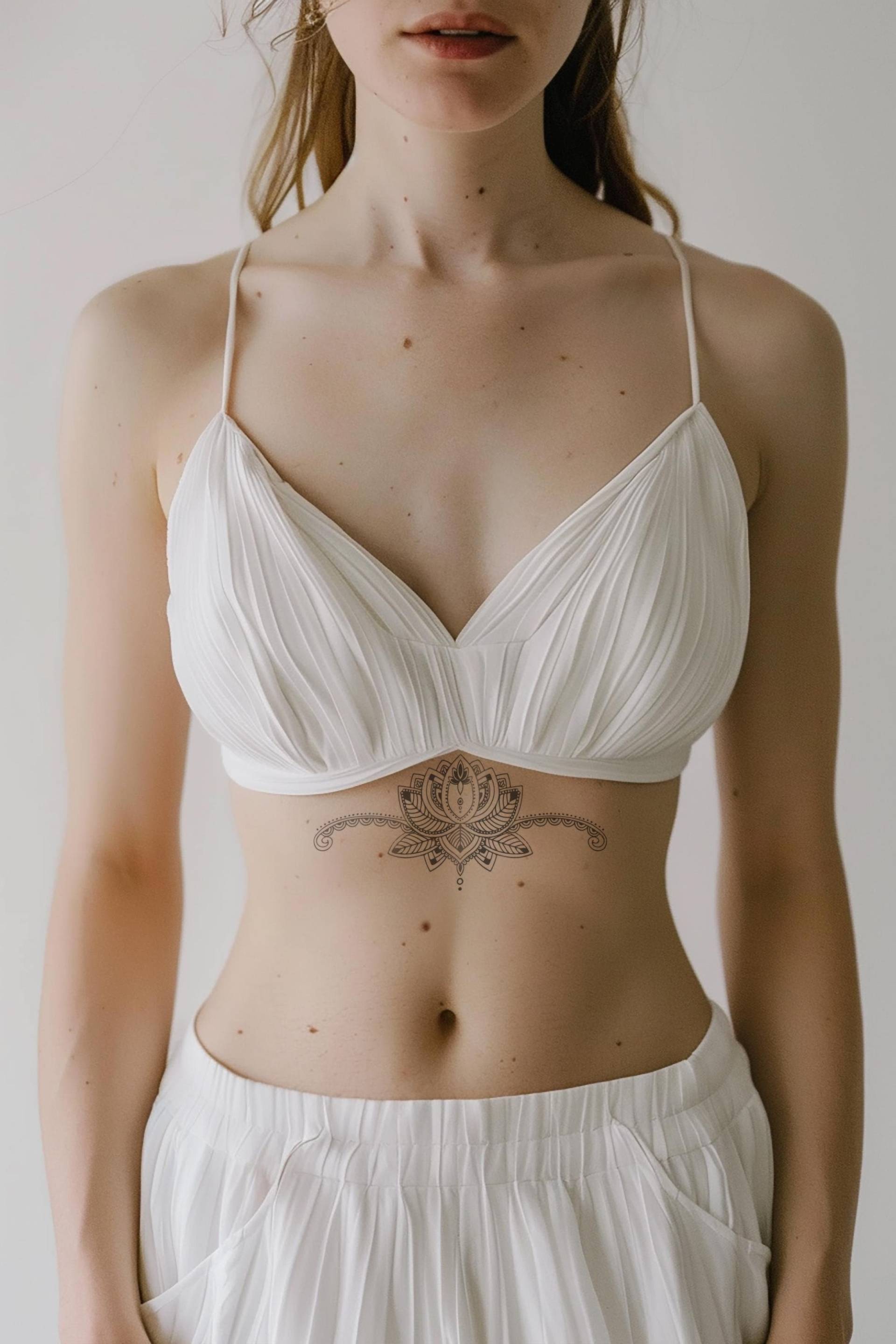 sternum Lotus Temporäres Tattoo | Brustbein Boho Festival Accessoire von Etsy - Tattoorary