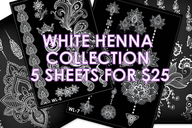 5 Bögen Weißes Henna Temporäres Tattoo/Designs - Weiße Von Inspirierte Temporäre Tattoos von Etsy - TattootopiaTattoos