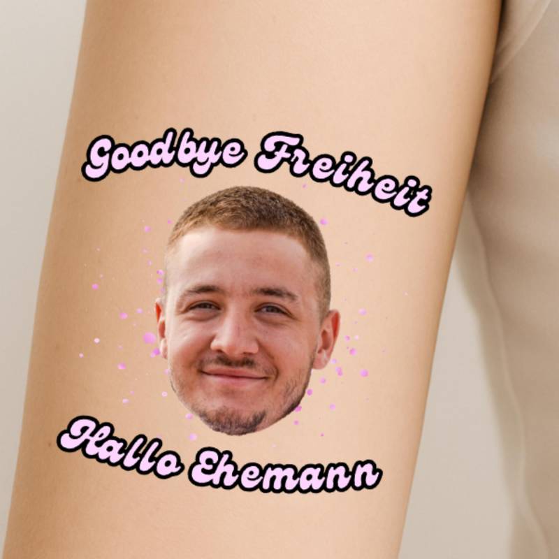Jga Tattoo Mit Gesicht I Personalisierte Party Tattoos Für Brautparty Geschenk Braut Und Bräutigam von Etsy - TattsyMe
