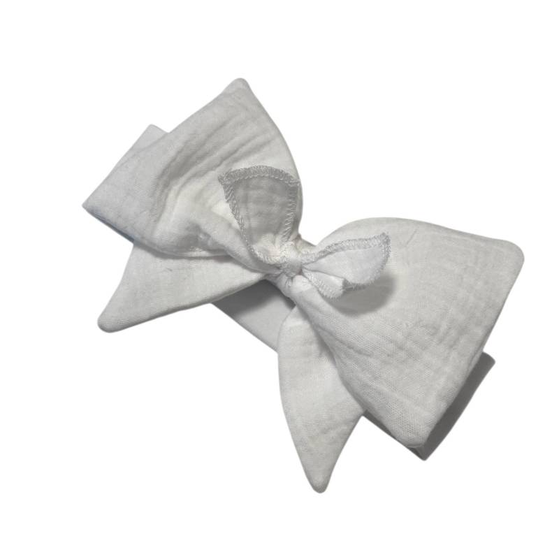stirnband Taufe Mit Sehr Großer Musselin Schleife Weiß von Etsy - Taufkleiddesign